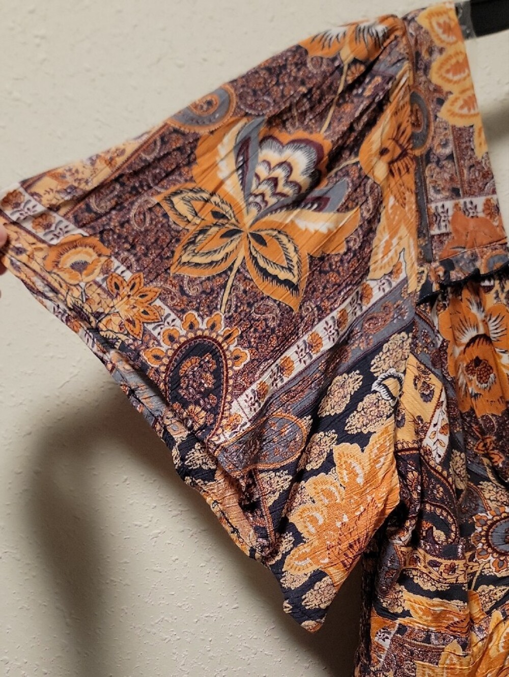 Angie Patchwork Paisley Maxi Dress in Rust and Navy Sz L 100% RAYON - Picture 8 of 12